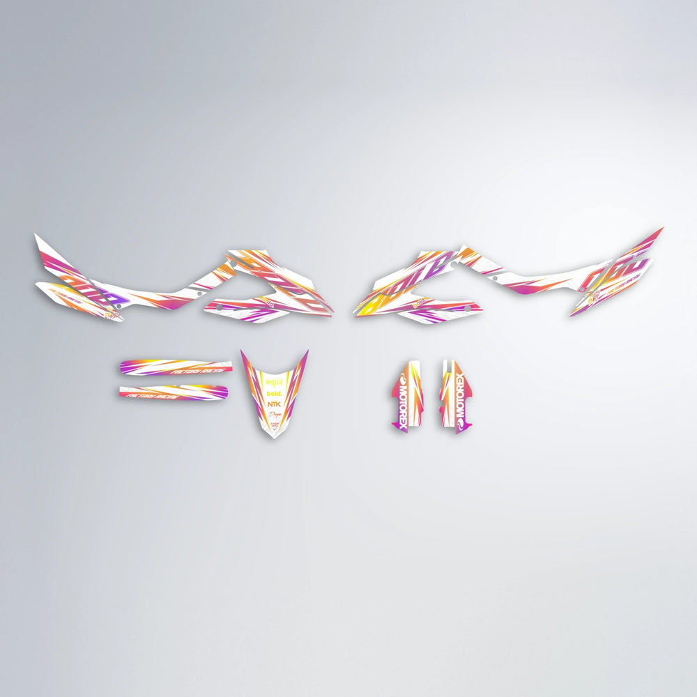 VITALY Aprilia SX 125 graphics kit parts layout in Pink & Yellow