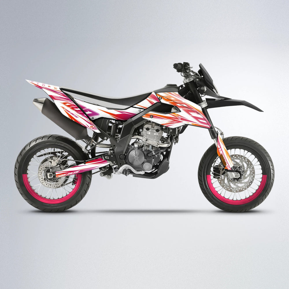 VITALY Aprilia SX 125 supermoto graphics kit in Red & Orange