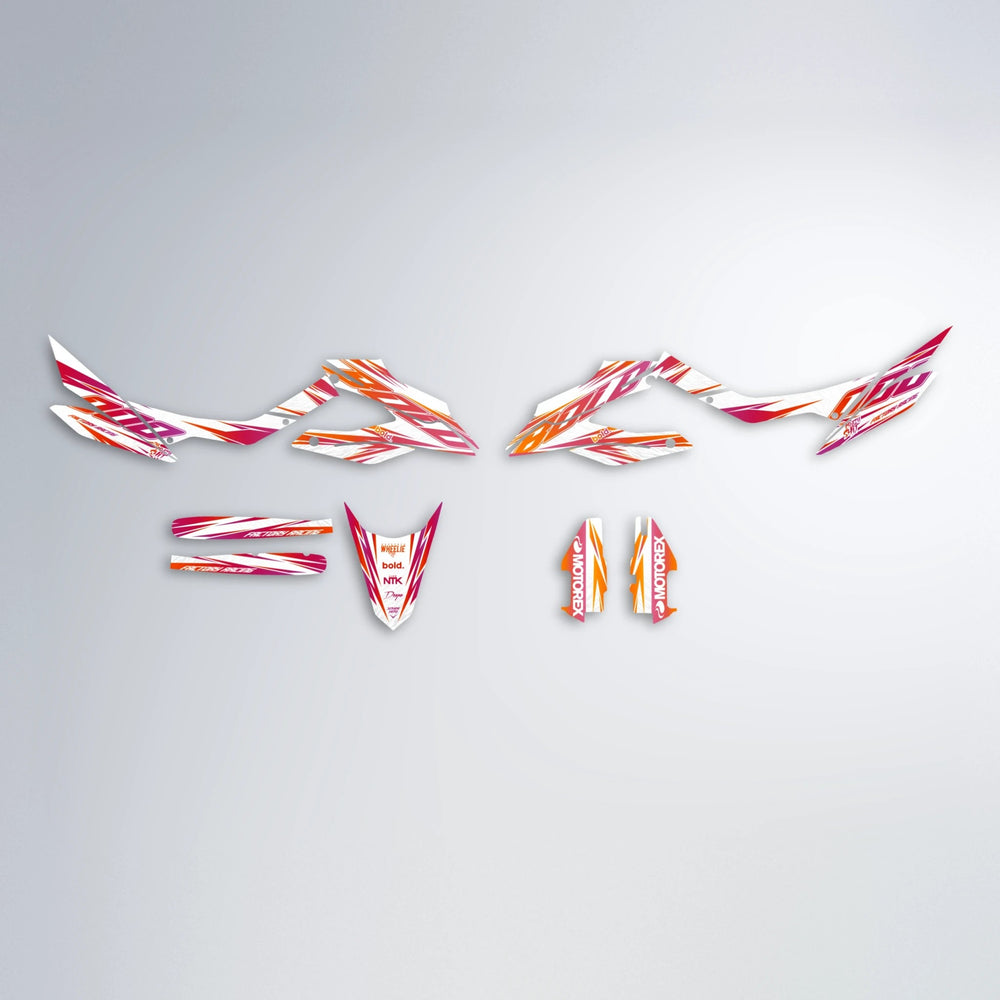 VITALY Aprilia SX 125 graphics kit parts layout in Red & Orange