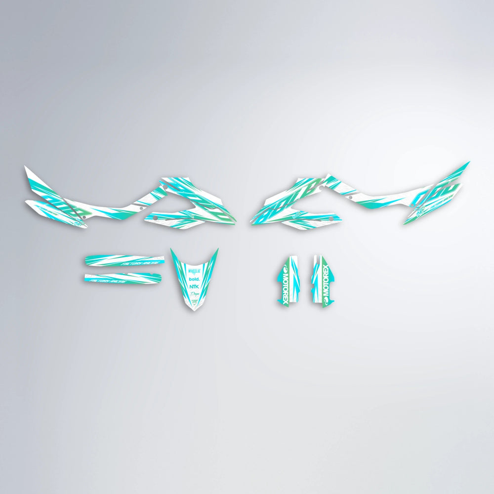 VITALY Aprilia SX 125 graphics kit parts layout in Teal