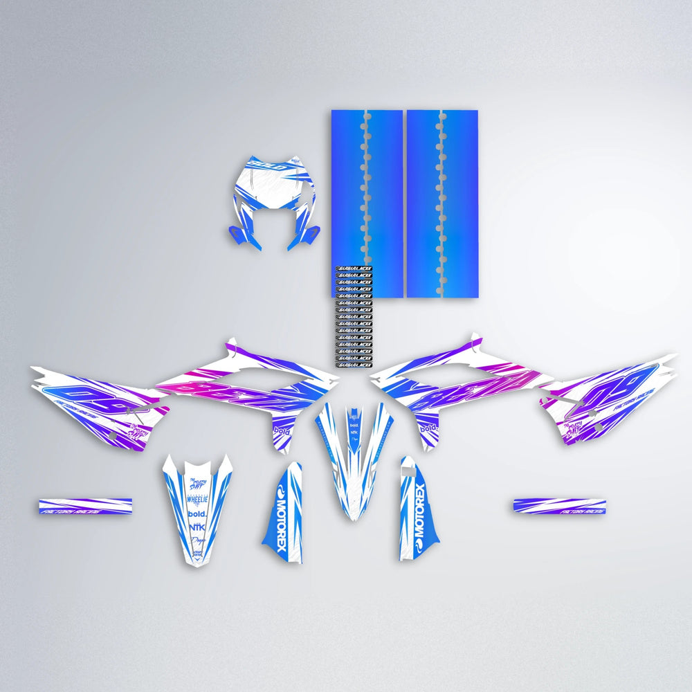 VITALY Beta graphics kit parts layout in Blue Purple Fade