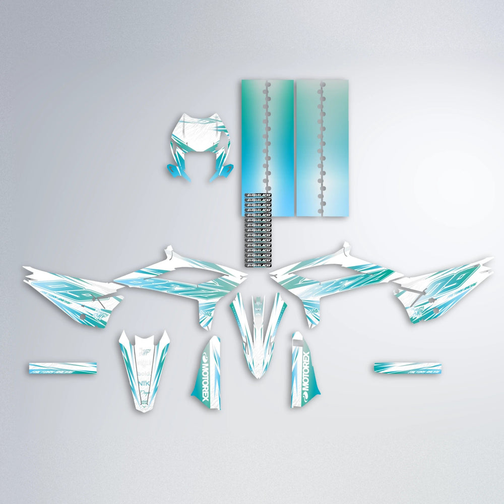 VITALY Beta graphics kit parts layout in Light Blue & White