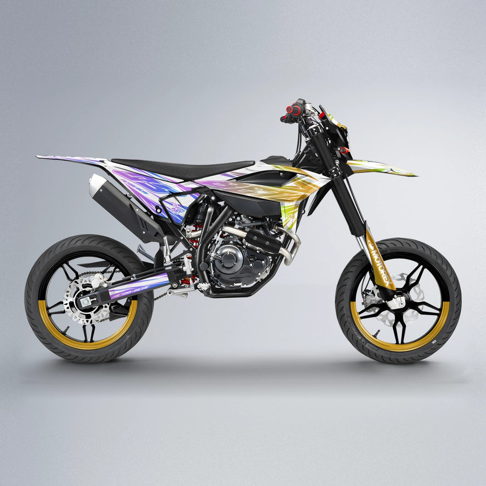 VITALY Beta supermoto graphics kit in Purple & Yellow