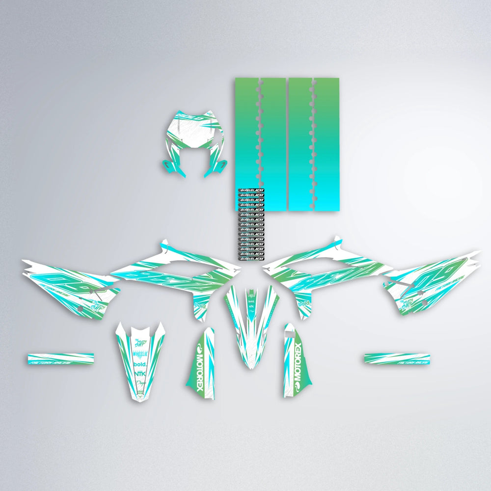VITALY Beta graphics kit parts layout in Teal