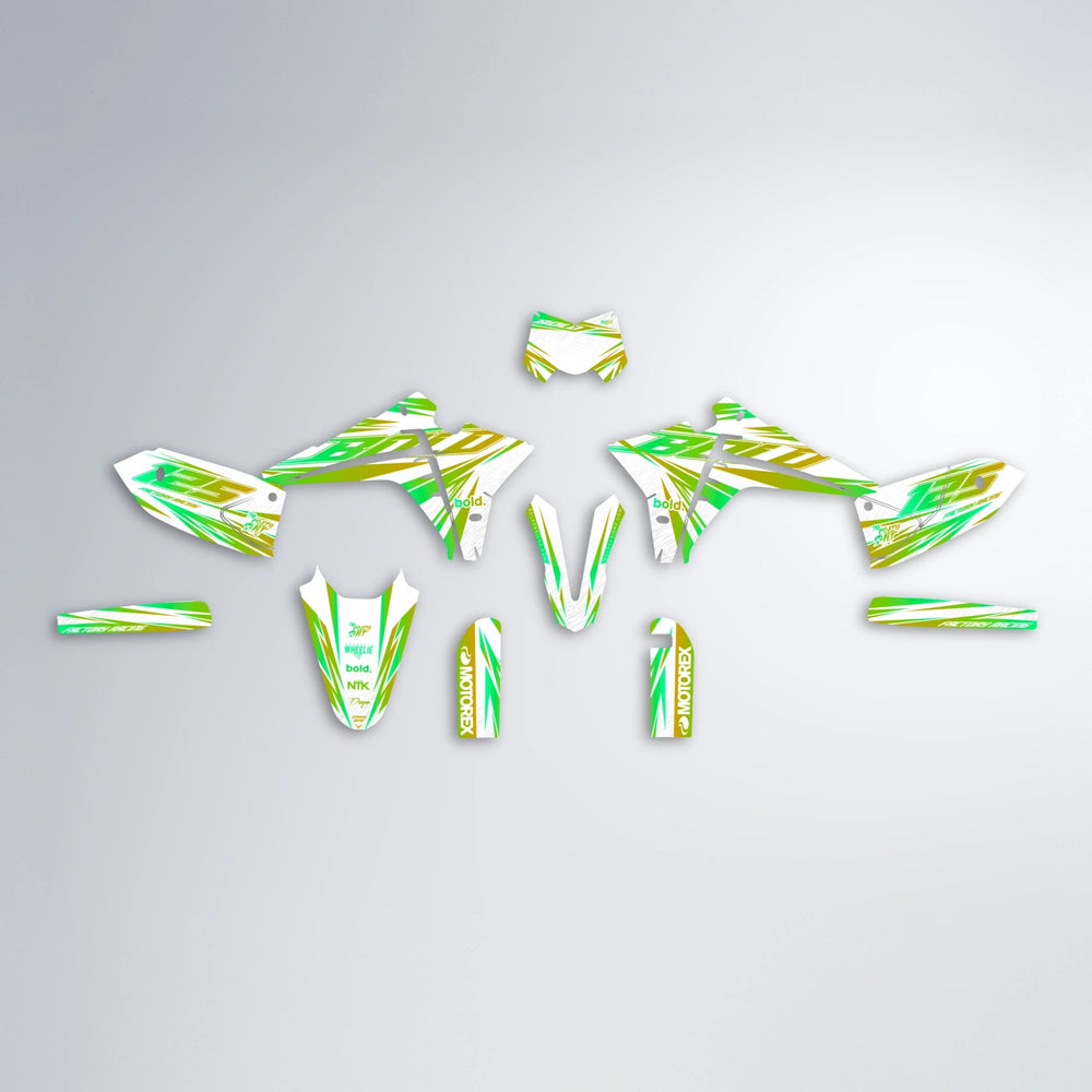 VITALY Fantic graphics kit parts layout in Green