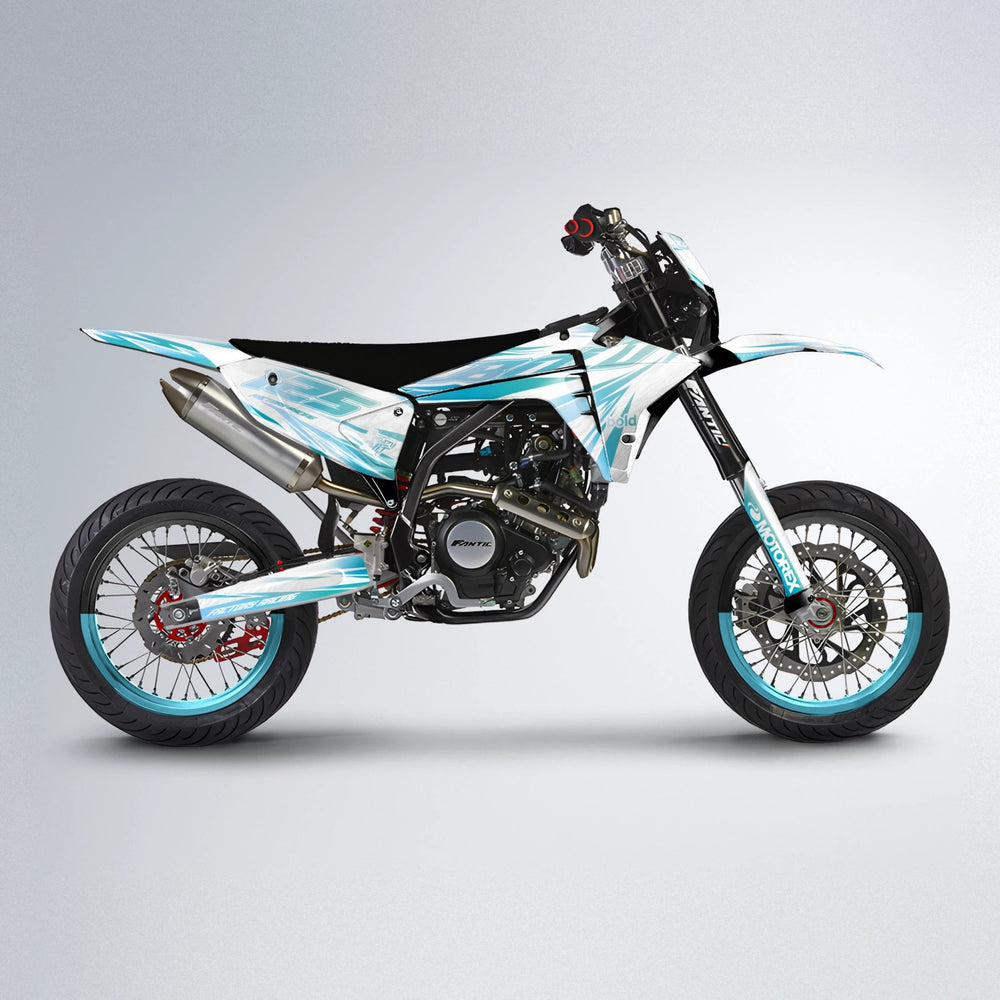 VITALY Fantic supermoto graphics kit in Light Blue & White