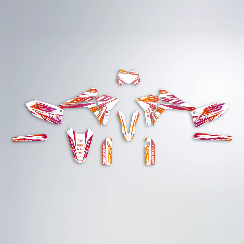 VITALY Fantic graphics kit parts layout in Red & Orange