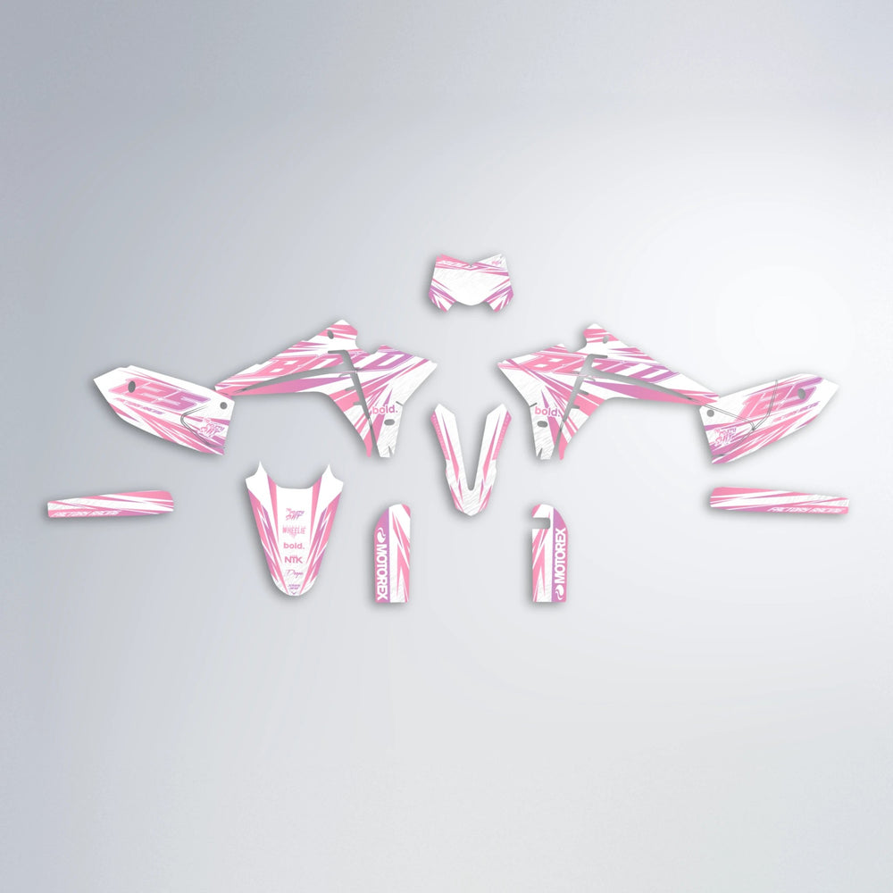 VITALY Fantic graphics kit parts layout in Sakura Pink