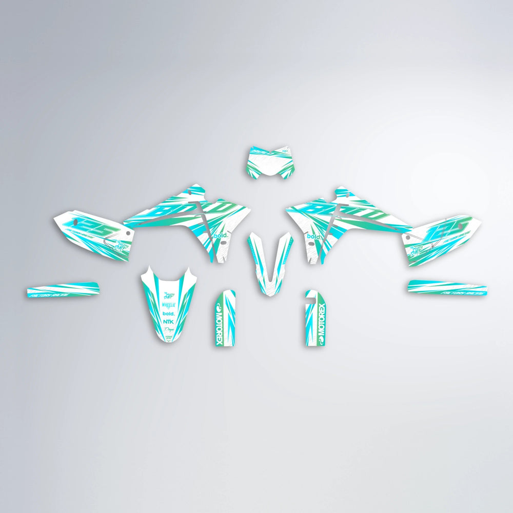 VITALY Fantic graphics kit parts layout in Teal