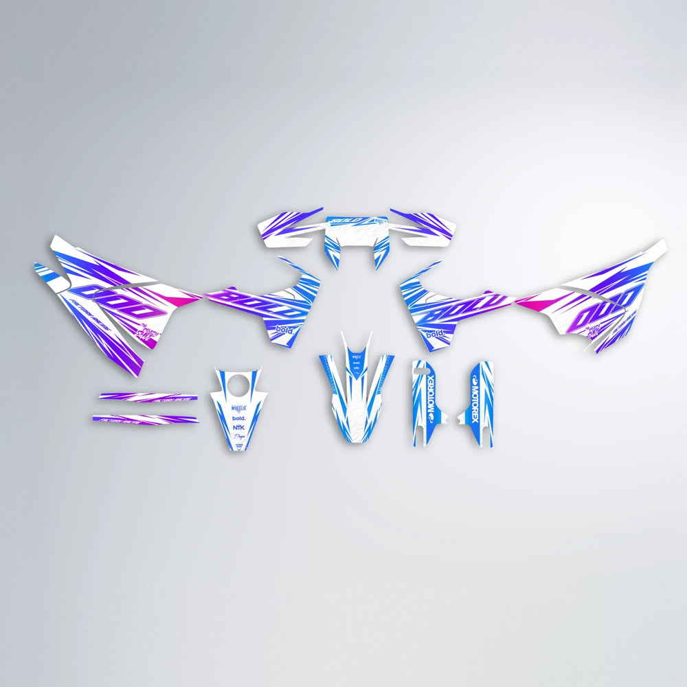 VITALY Husqvarna 701 graphics kit parts layout in Blue Purple Fade