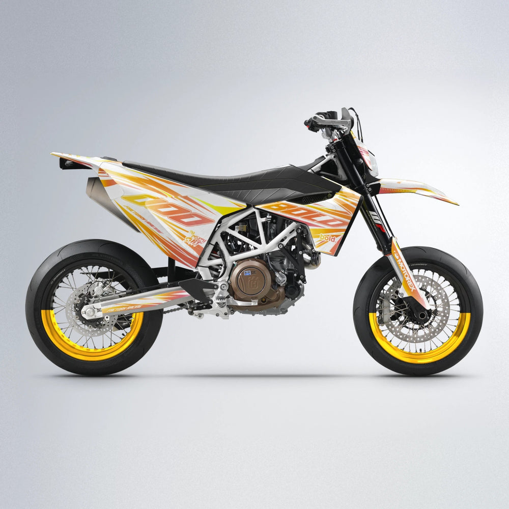 VITALY Husqvarna 701 supermoto graphics kit in Orange & Yellow