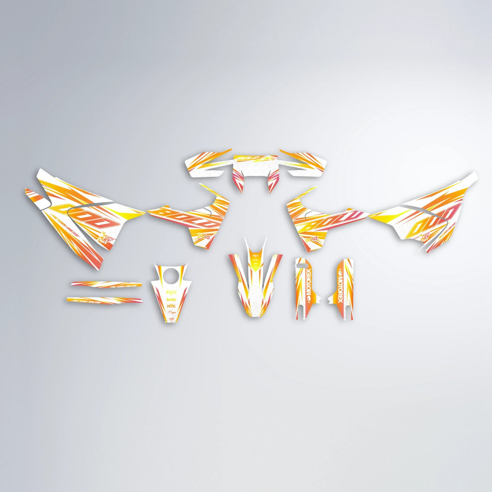 VITALY Husqvarna 701 graphics kit parts layout in Orange & Yellow