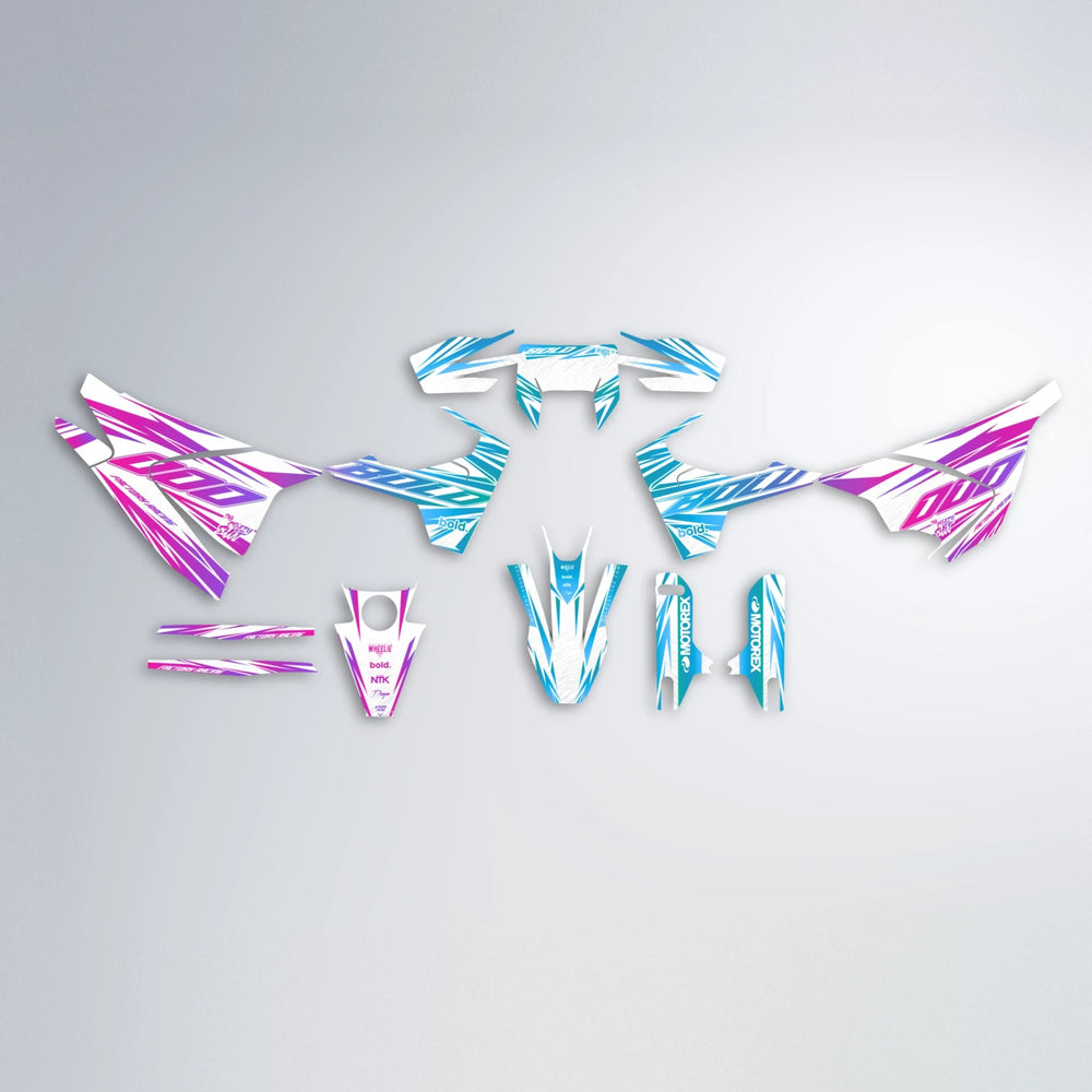 VITALY Husqvarna 701 graphics kit parts layout in Pink & Light Blue