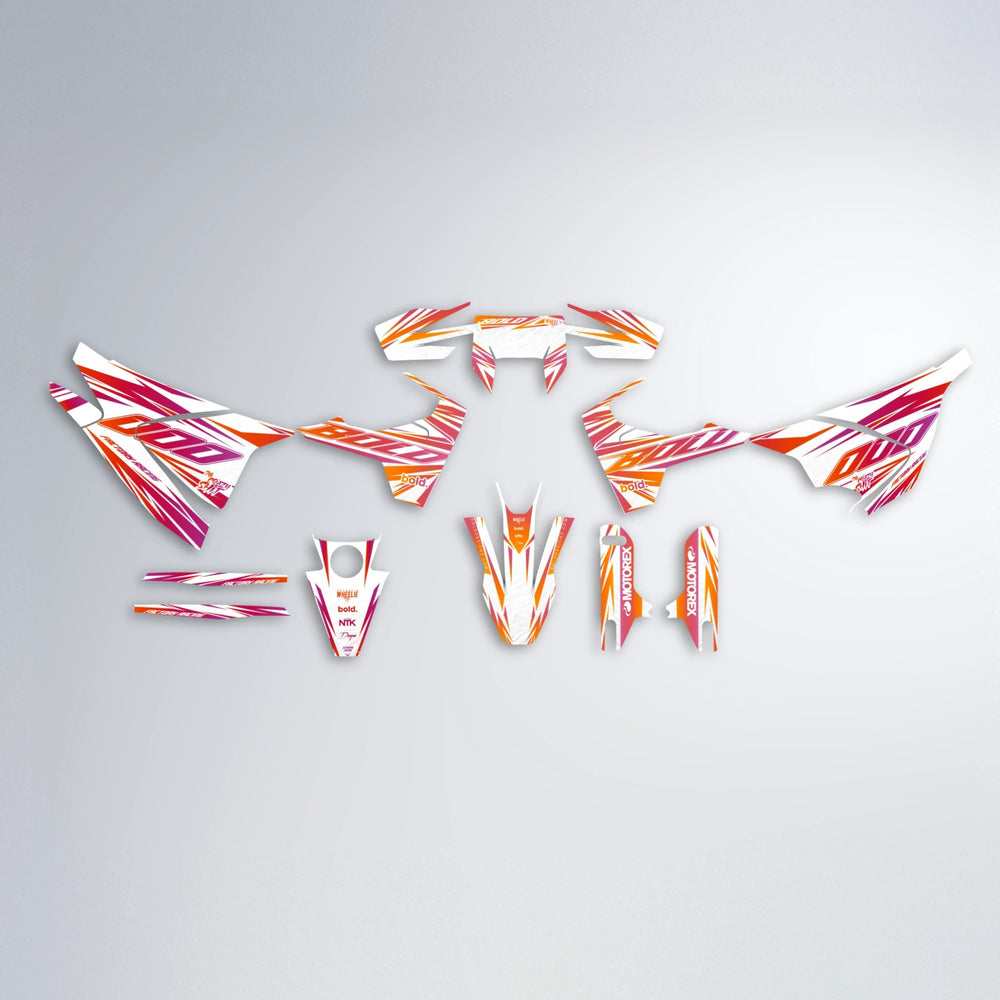 VITALY Husqvarna 701 graphics kit parts layout in Red & Orange