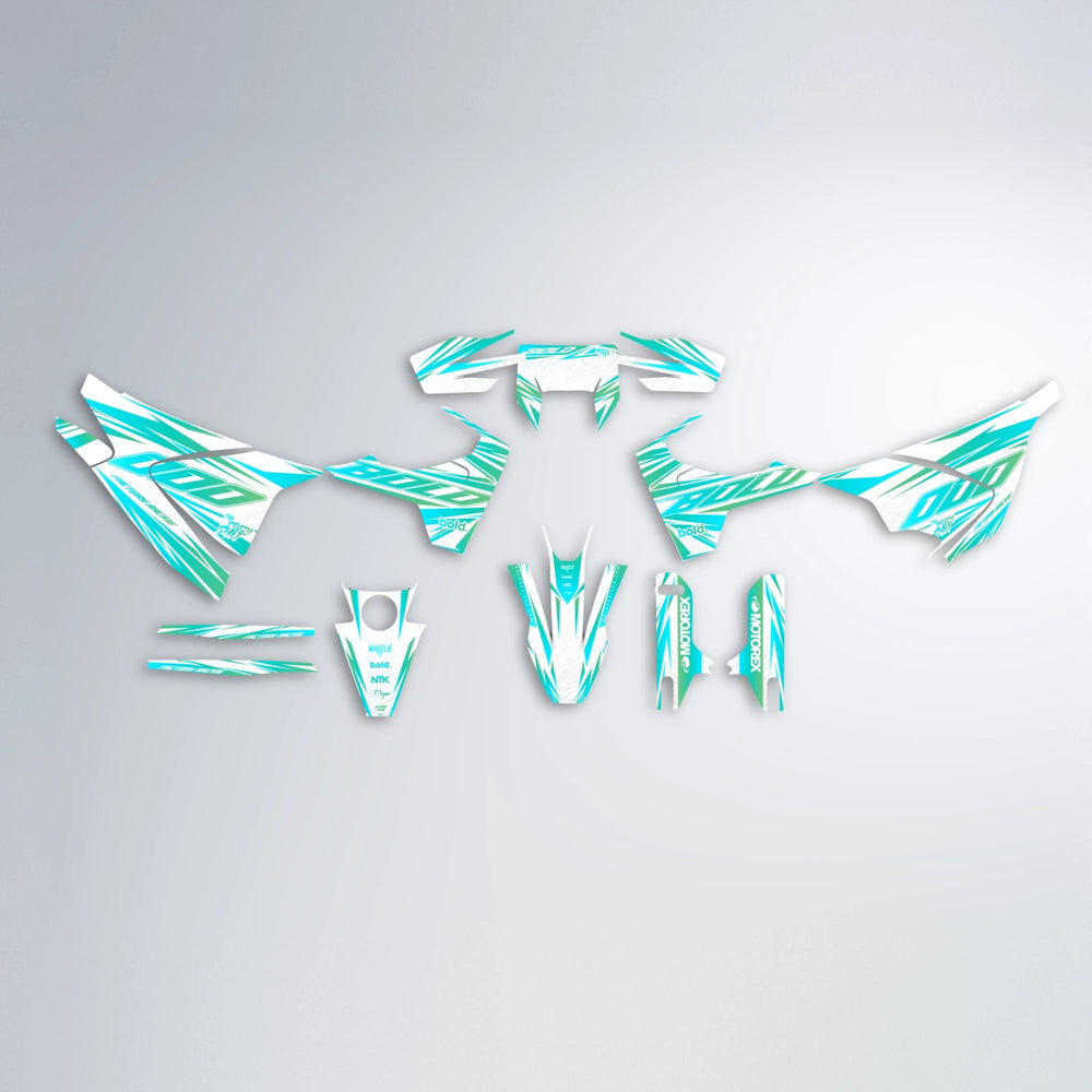 VITALY Husqvarna 701 graphics kit parts layout in Teal