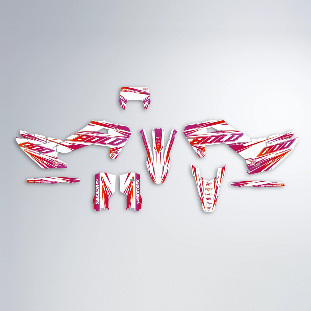 VITALY Husqvarna FE/TE graphics kit parts layout in Red