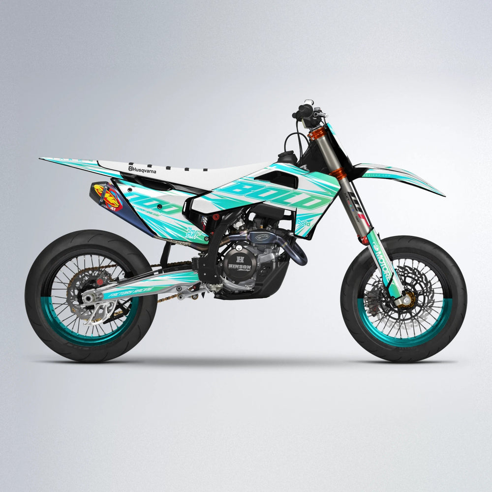 VITALY Husqvarna FE/TE supermoto graphics kit in Teal