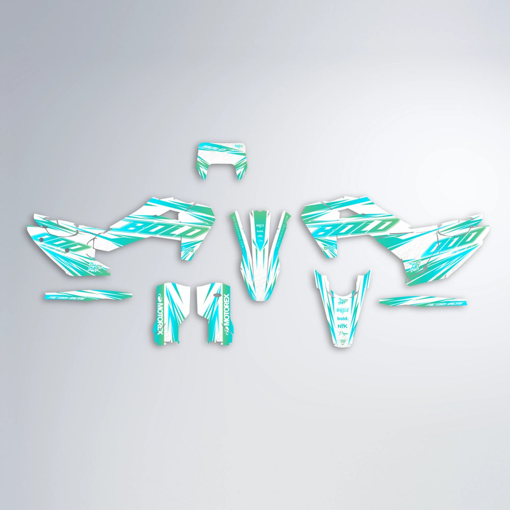 VITALY Husqvarna FE/TE graphics kit parts layout in Teal