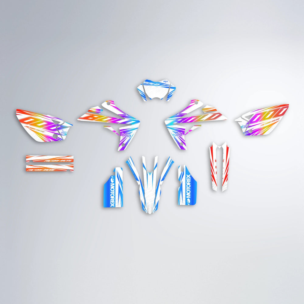 VITALY Rieju MRT graphics kit parts layout in Sunset Fade