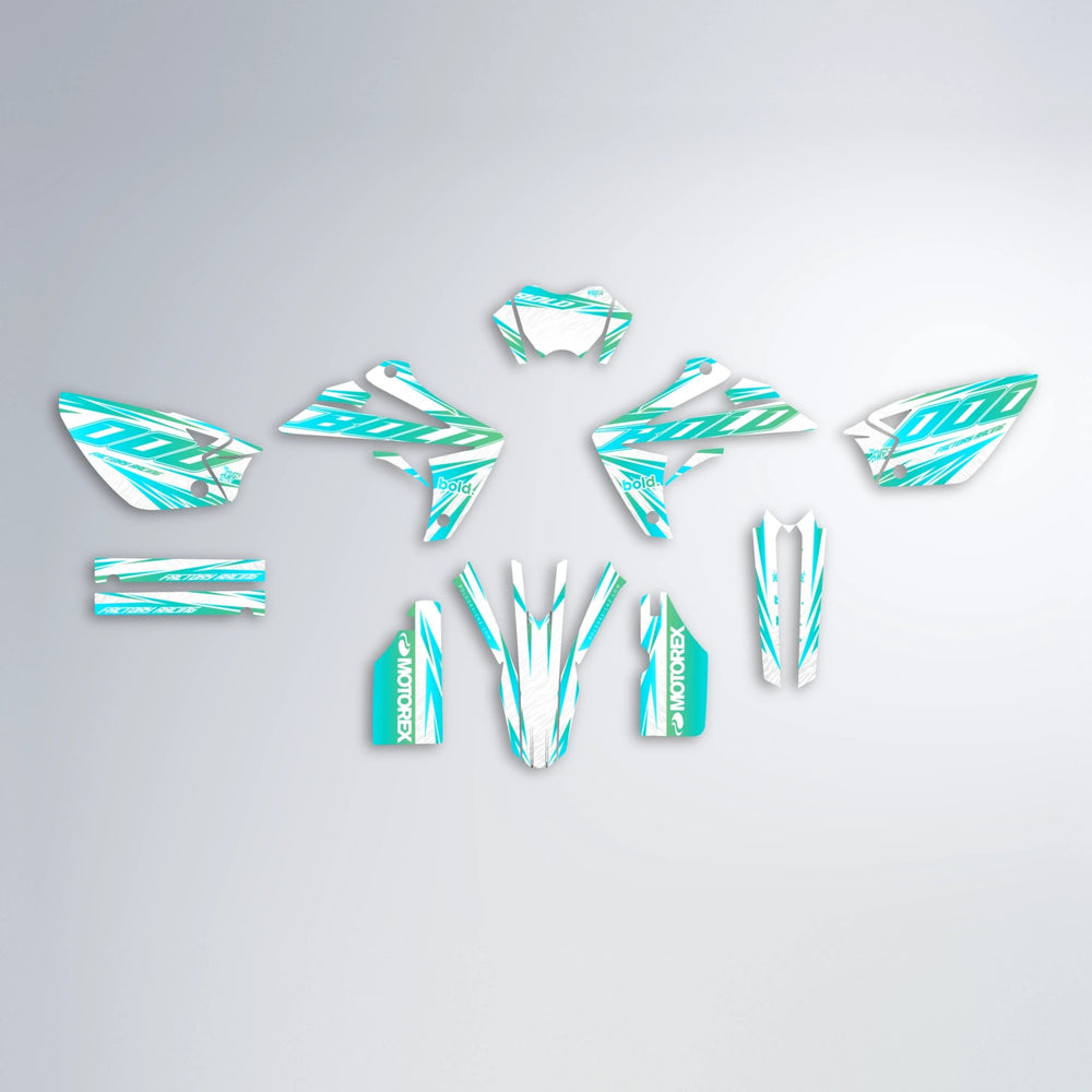 VITALY Rieju MRT graphics kit parts layout in Teal