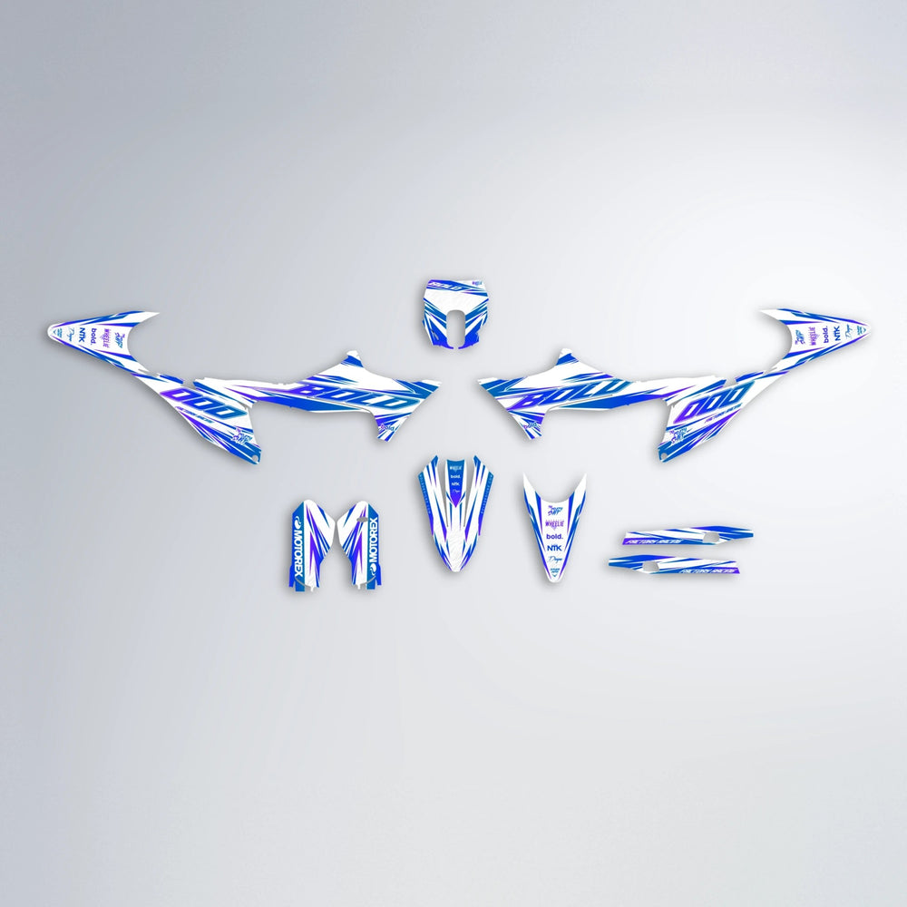 VITALY Stark Varg MX graphics kit parts layout in Blue