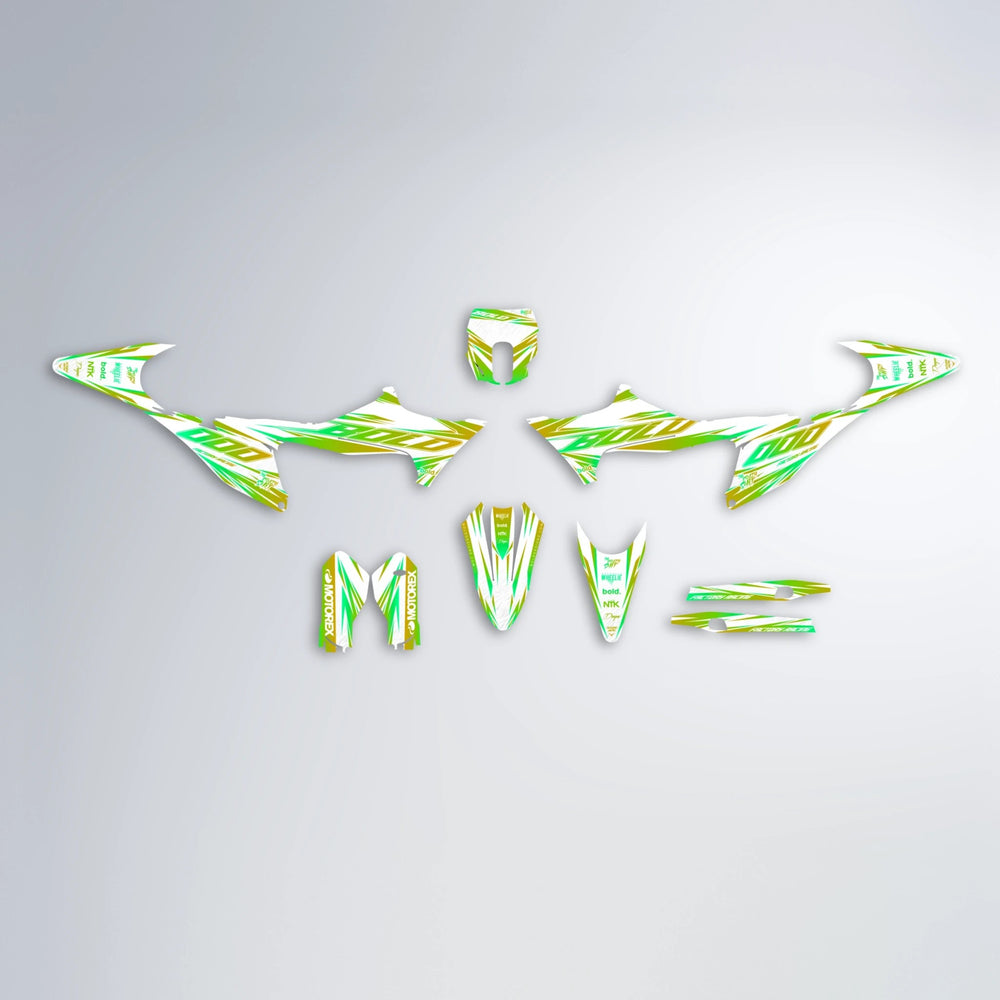 VITALY Stark Varg MX graphics kit parts layout in Green