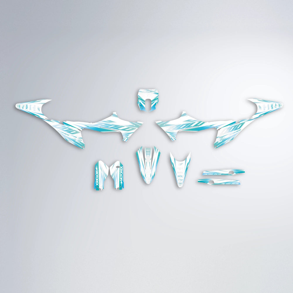 VITALY Stark Varg MX graphics kit parts layout in Light Blue & White