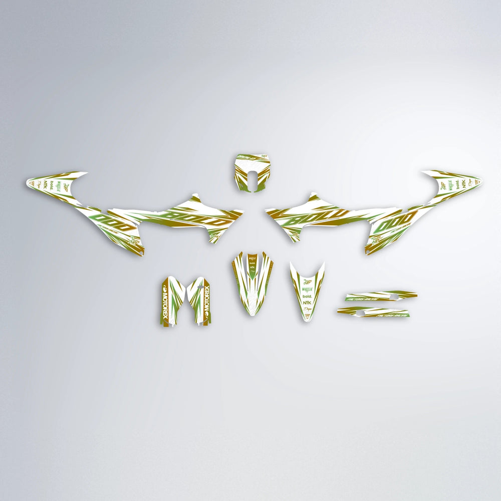 VITALY Stark Varg MX graphics kit parts layout in Olive