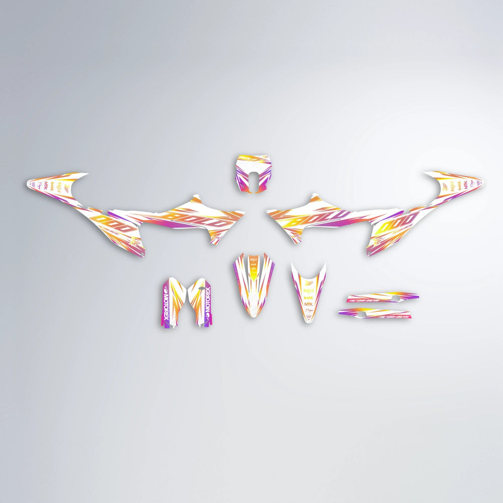VITALY Stark Varg MX graphics kit parts layout in Pink & Yellow
