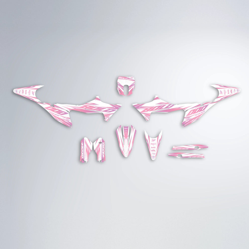 VITALY Stark Varg MX graphics kit parts layout in Sakura Pink