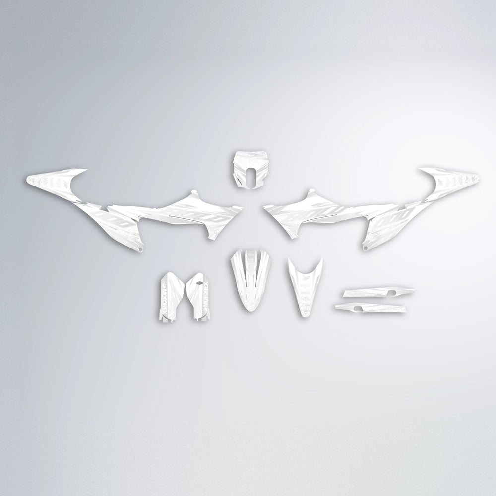 VITALY Stark Varg MX graphics kit parts layout in White