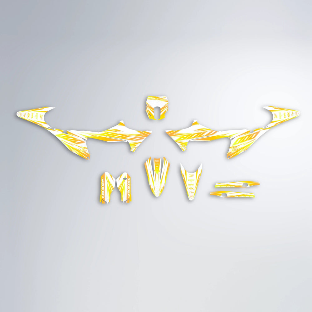 VITALY Stark Varg MX graphics kit parts layout in Yellow