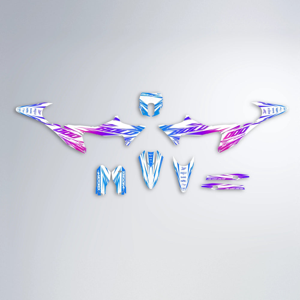 VITALY Stark Varg SM graphics kit parts layout in Blue Purple Fade