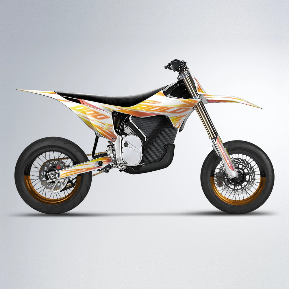 VITALY Stark Varg SM supermoto graphics kit in Orange & Yellow