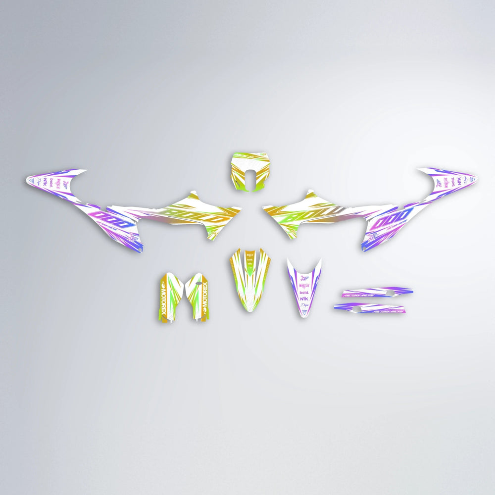 VITALY Stark Varg SM graphics kit parts layout in Purple & Yellow