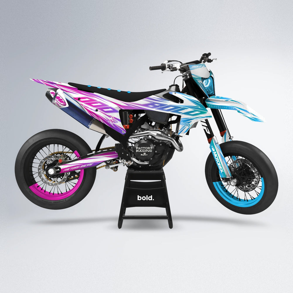 VITALY supermoto graphics kit in Pink & Light Blue
