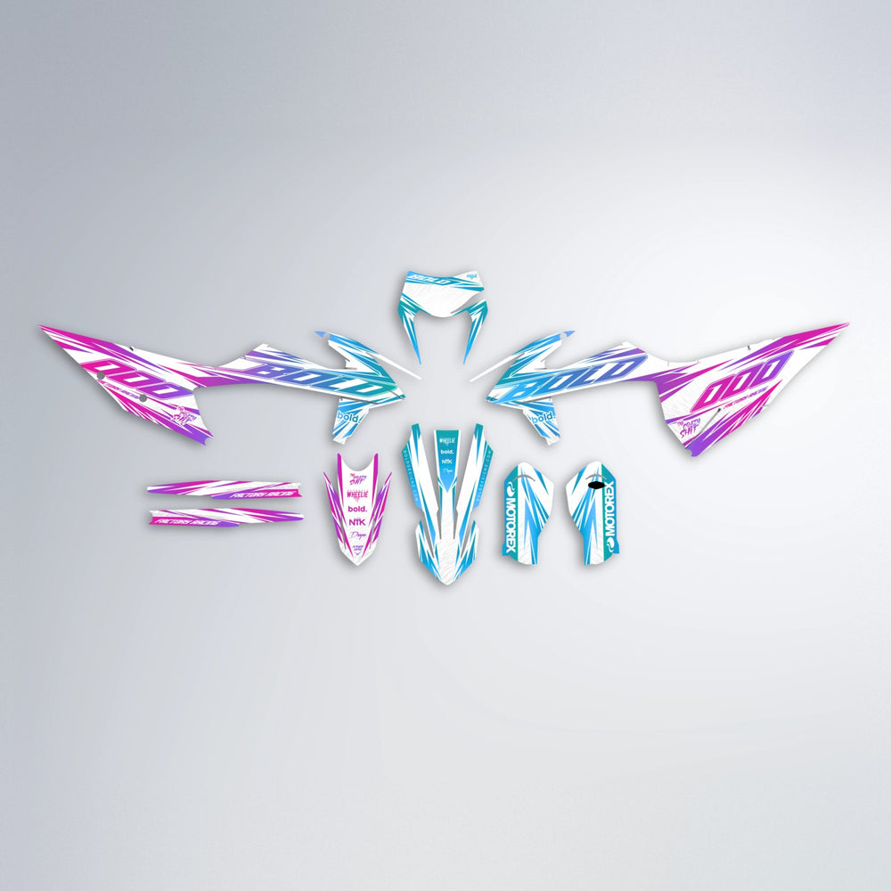 VITALY graphics kit parts layout in Pink & Light Blue