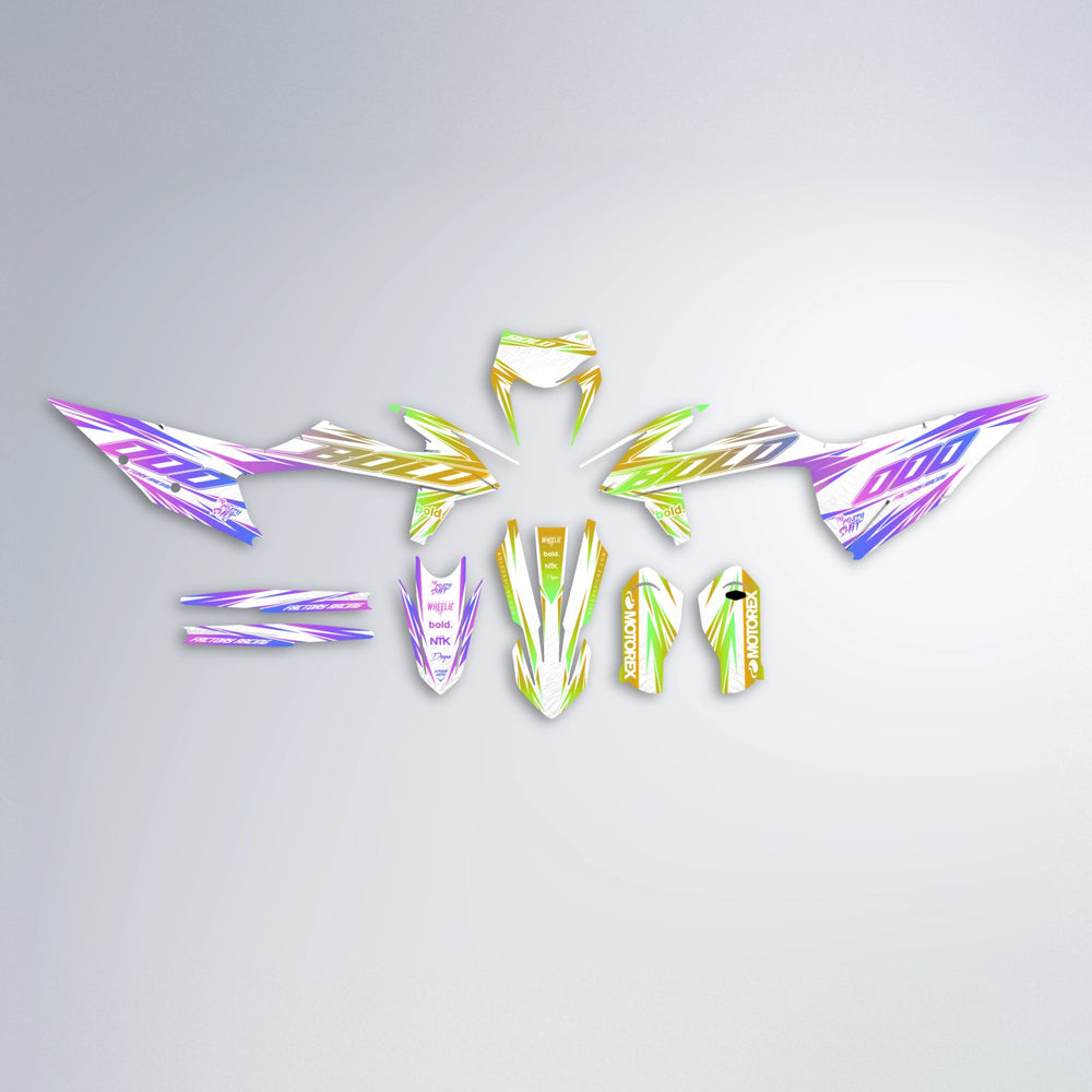 VITALY graphics kit parts layout in Purple & Fluo Yellow