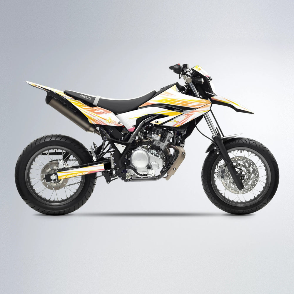 VITALY Yamaha WR 125X supermoto graphics kit in Orange & Yellow