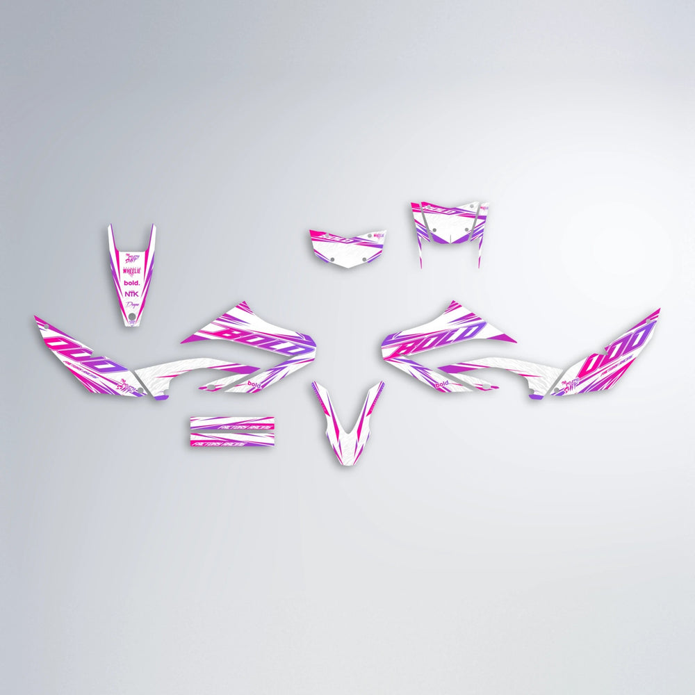 VITALY Yamaha WR 125X graphics kit parts layout in Pink