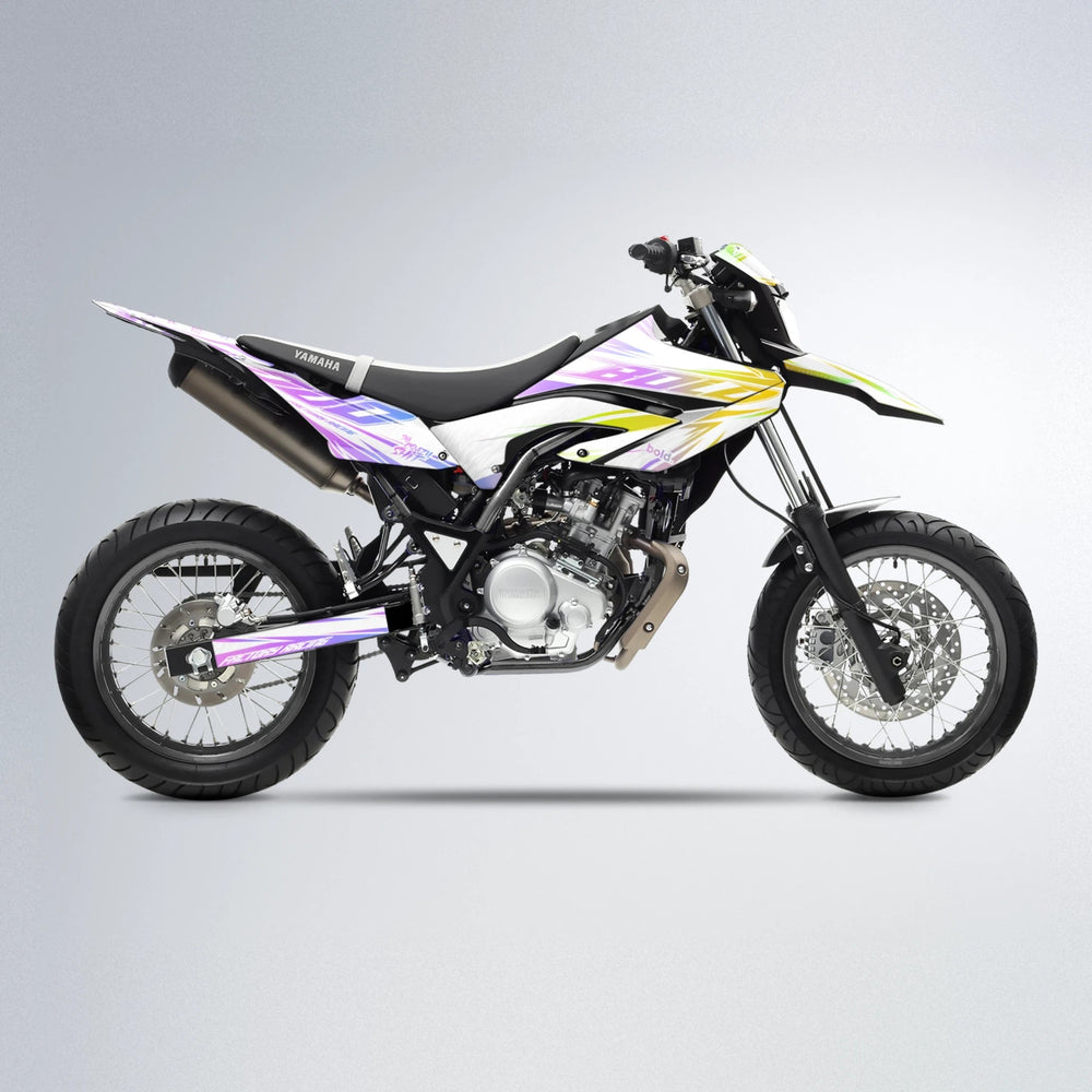 VITALY Yamaha WR 125X supermoto graphics kit in Purple & Yellow
