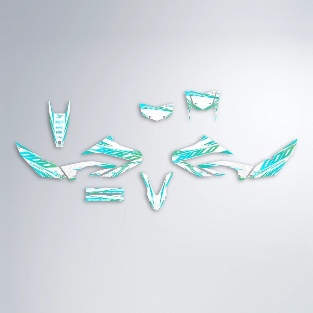 VITALY Yamaha WR 125X graphics kit parts layout in Teal