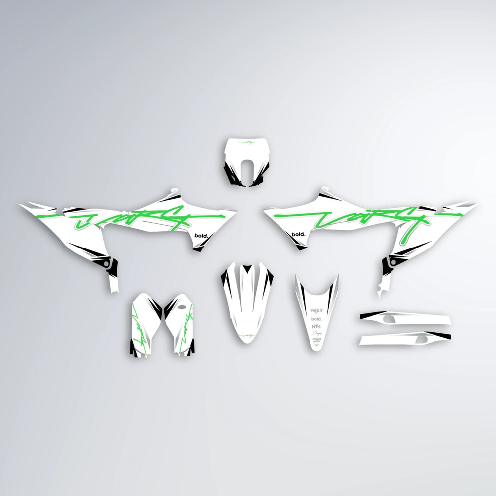 VOLTAGE Stark Varg MX graphics kit parts layout in Green