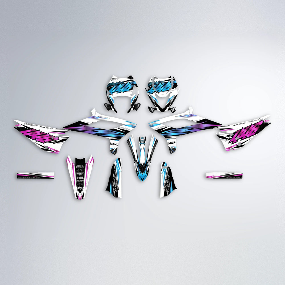 WESTCOAST Beta graphics kit parts layout in Pink & Light Blue