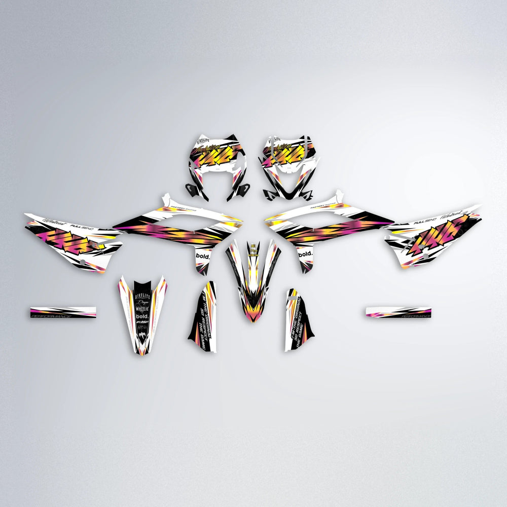 WESTCOAST Beta graphics kit parts layout in Pink & Yellow