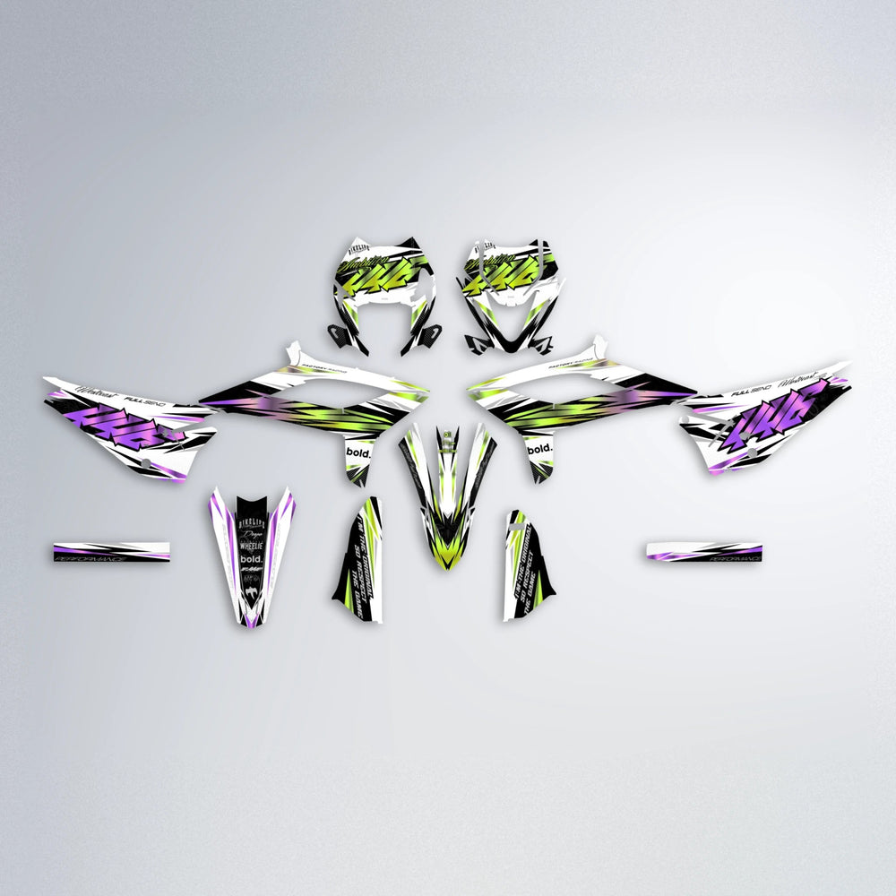WESTCOAST Beta graphics kit parts layout in Purple & Yellow