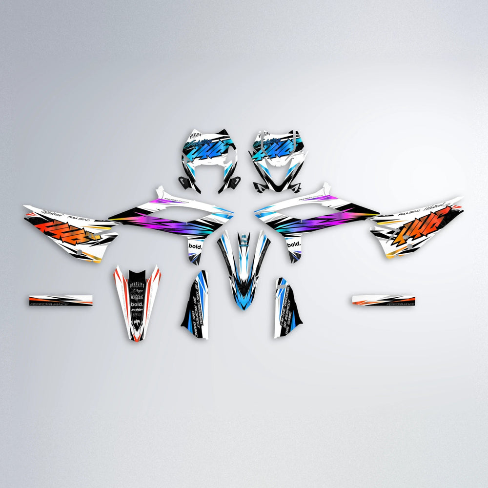 WESTCOAST Beta graphics kit parts layout in Sunset Fade