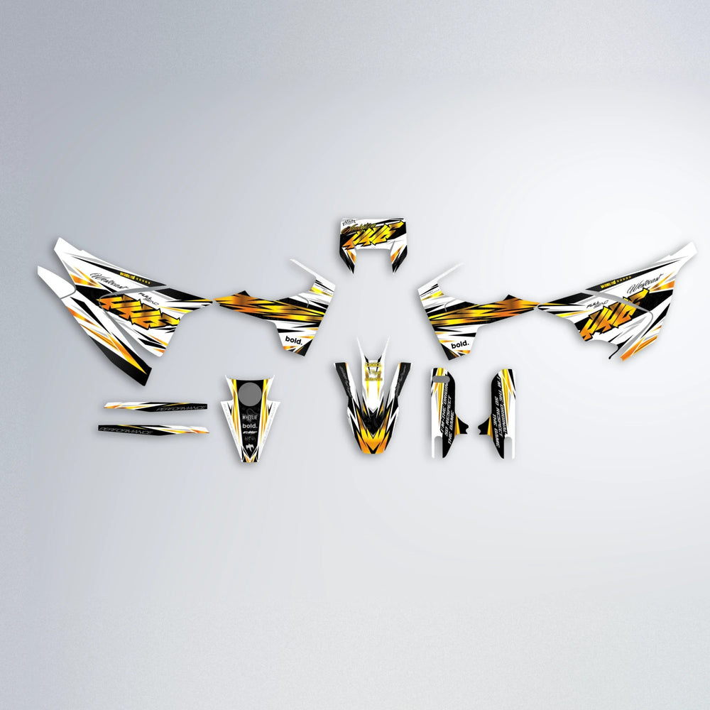 WESTCOAST Husqvarna 701 graphics kit parts layout in Orange & Yellow