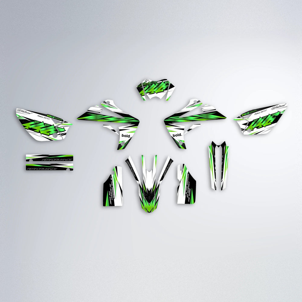 WESTCOAST Rieju MRT graphics kit parts layout in Green