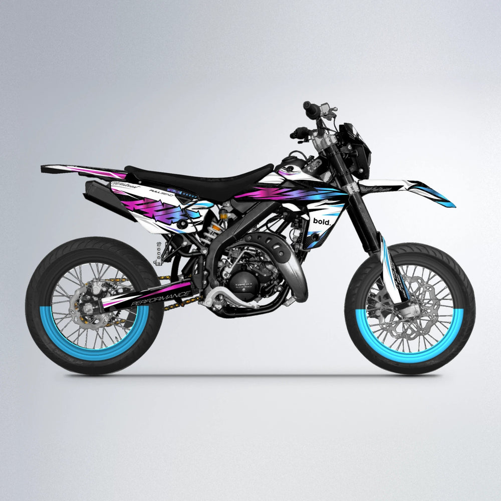 WESTCOAST Rieju MRT supermoto graphics kit in Pink & Light Blue